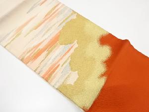 雲に霞模様織り出し開き名古屋帯（額縁仕立て）